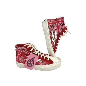 Straye Venice Red Rag Unisex High Top Paisley Skate Sneaker Shoe Size M 8.5/W 10